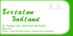 bertalan wohland business card